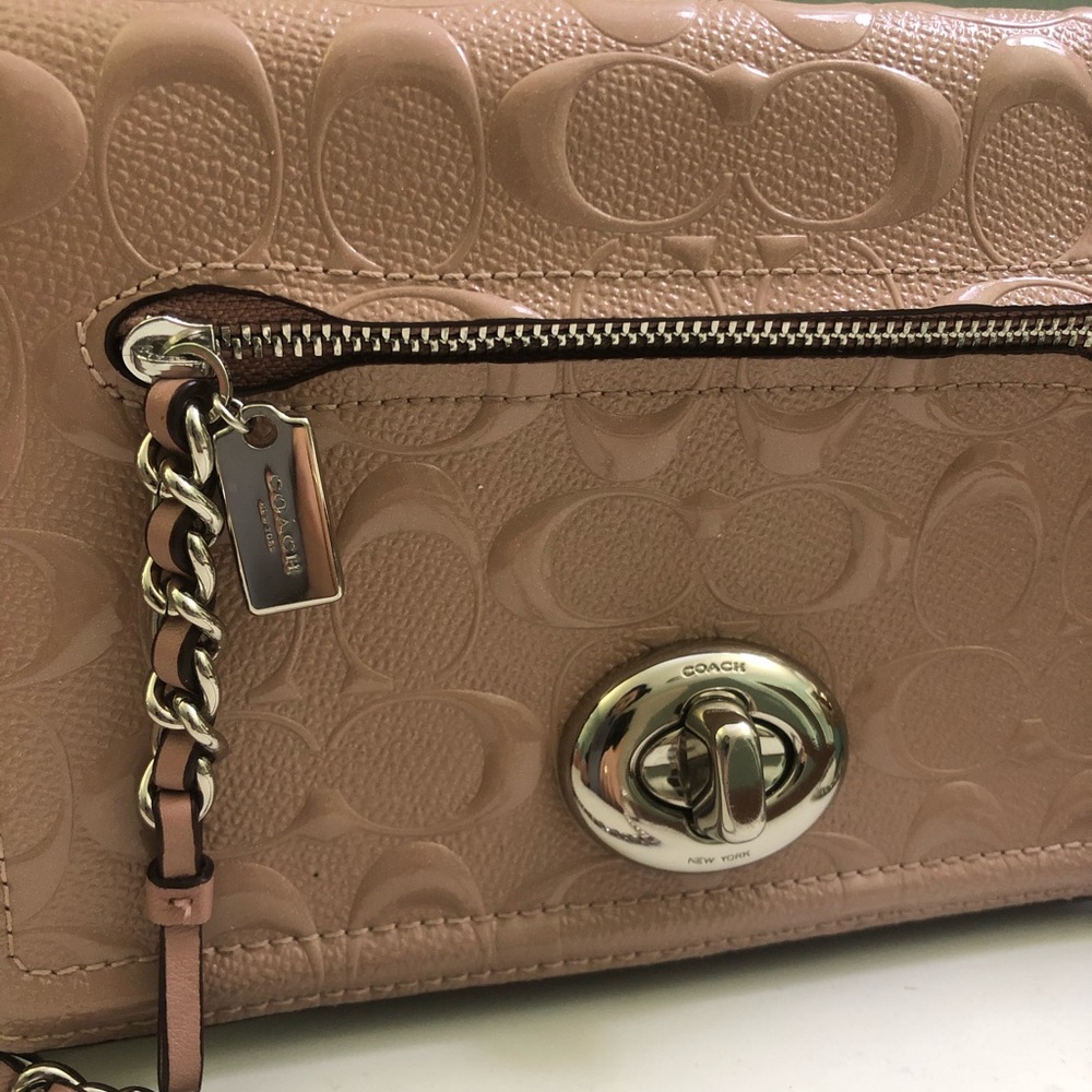 Glimmer pink cross-body coach bag